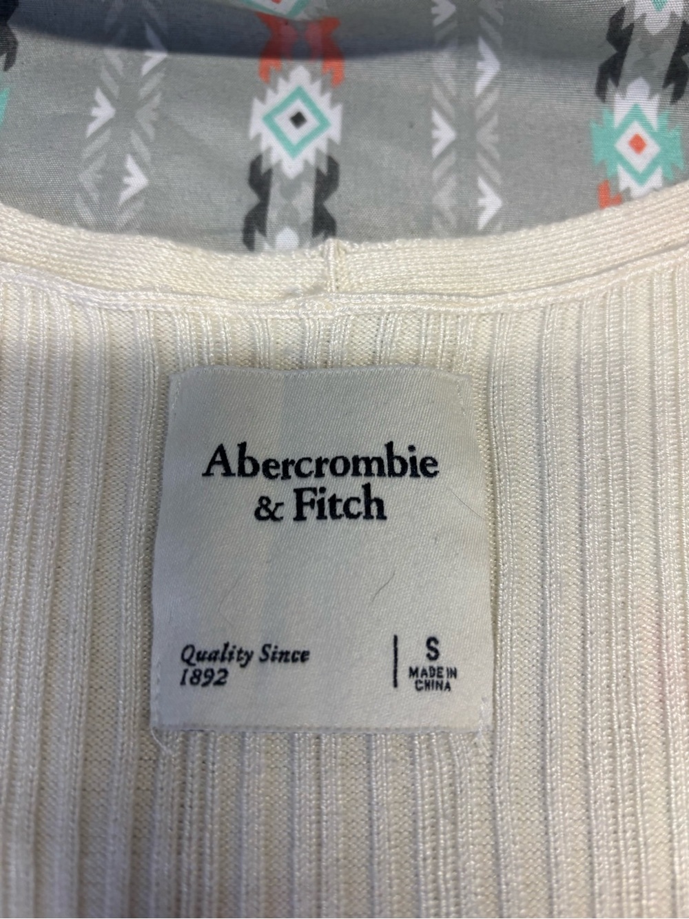 🍄Abercrombie & Fitch Ivory Ribbed Button-Front Long Sleeve Dress - Picture 2 of 3